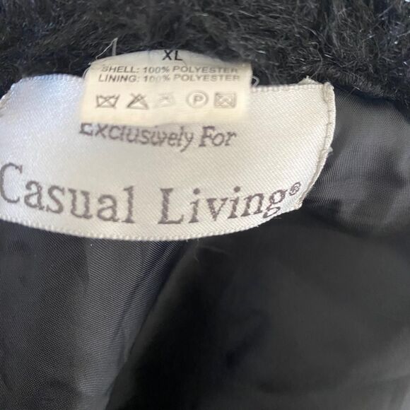 Vintage Casual Living Teddy Charm Thick Black Fuzzy Faux Fur Chunky Vest XL - Picture 7 of 8